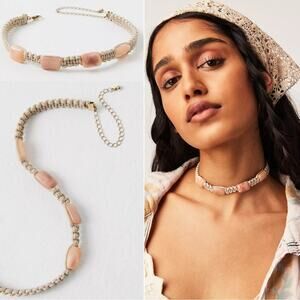 Free People Sweet Carolina Choker Necklace Ivory Neutral Bohemian Macrame NWT